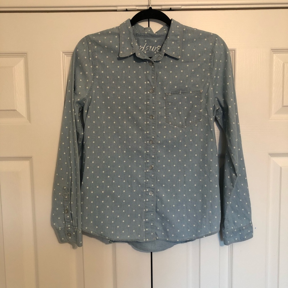 Madewell Polka Dot Chambray Button Down